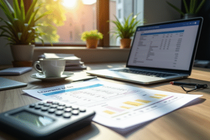 Bureau avec documents fiscaux français et calculatrice