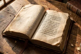 Code de droit ouvert sur un bureau en bois