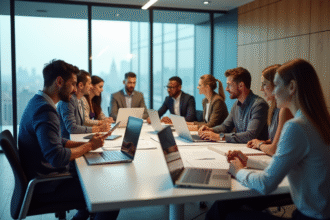 Groupe divers d adultes en réunion de travail en bureau moderne