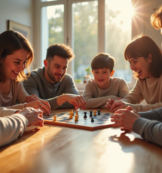 Famille multigenerational jouant à un jeu de société moderne