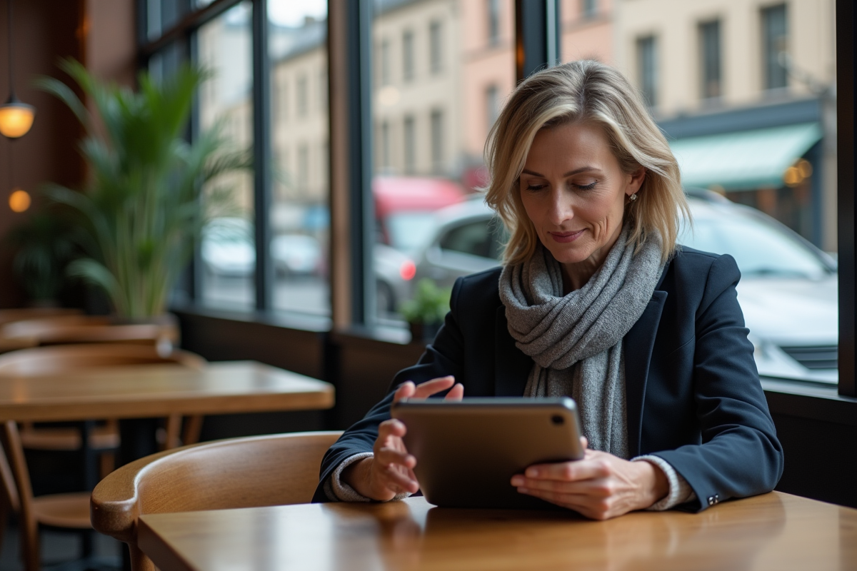 Femme comparant offres d