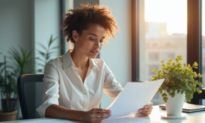 Femme professionnelle examinant des documents d emploi