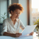 Femme professionnelle examinant des documents d emploi