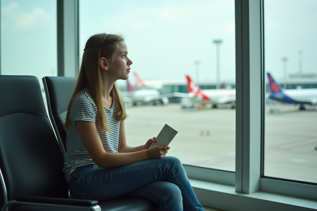 Fille de 16 ans regardant par la fenêtre de l