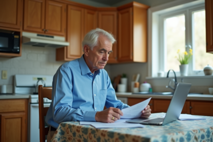 Homme d'âge moyen étudiant ses finances à la maison