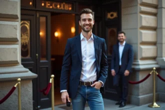 Jeune homme confiant devant un club à Lille