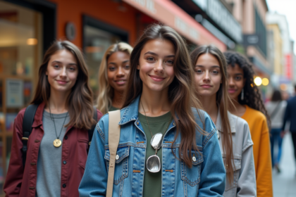 Groupe d'adolescents dans une rue urbaine dynamique