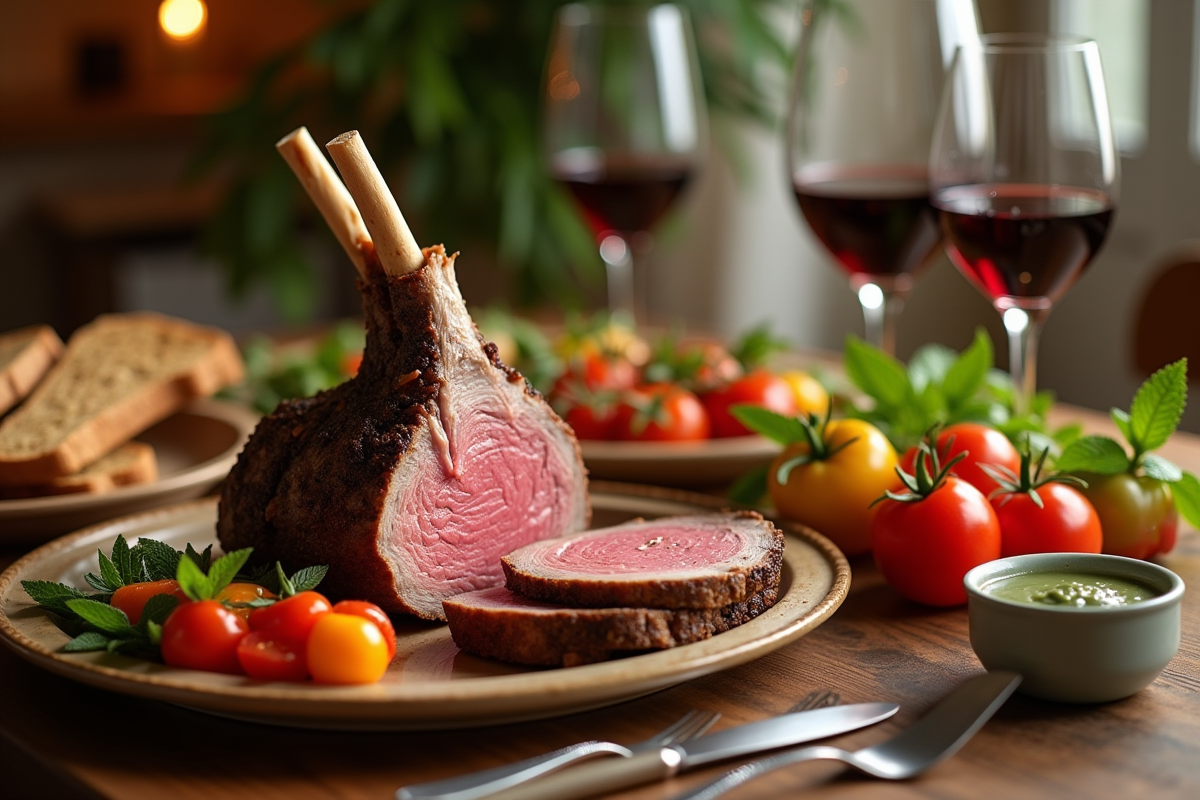 Table festive avec gigot d